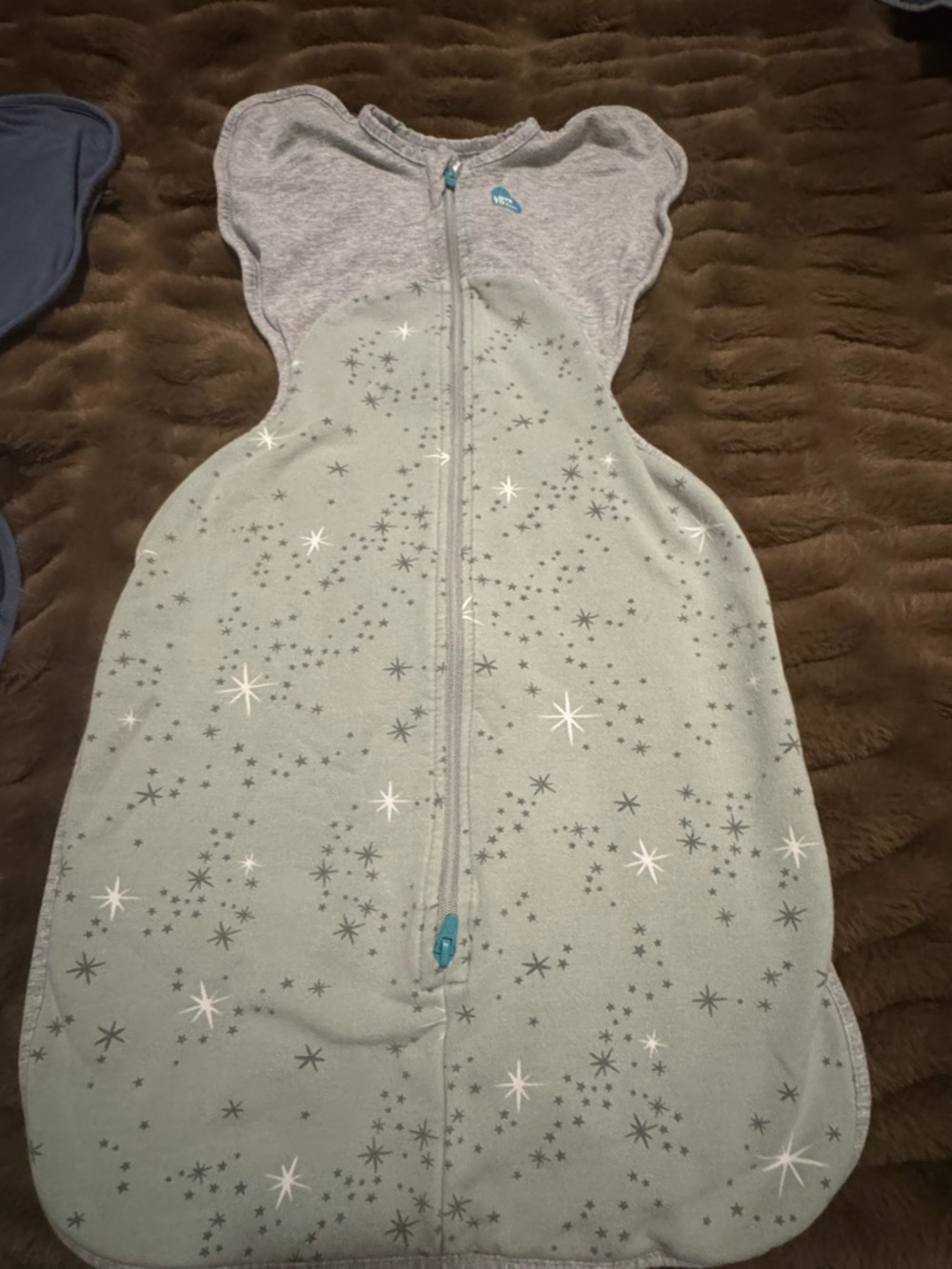 Set of Two: Baby Swaddle Sleep Sack - Gray & Mint Star Print
